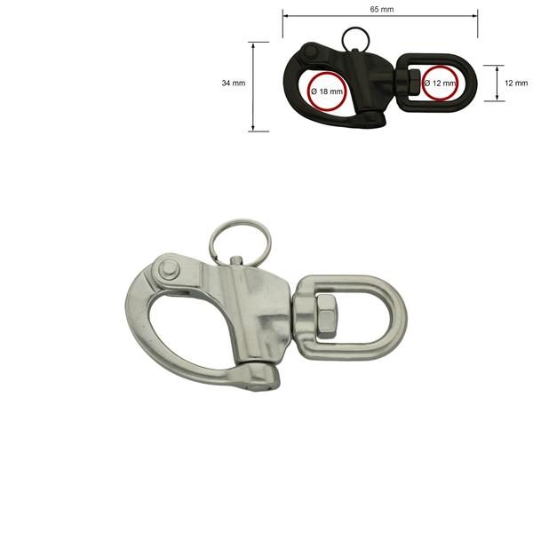 Stainless Steel Snap Shackle 55 mm/12-24