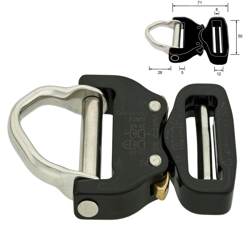 Aluminum Buckle COBRA® PRO STYLE with D-ring 25 - 50 mm