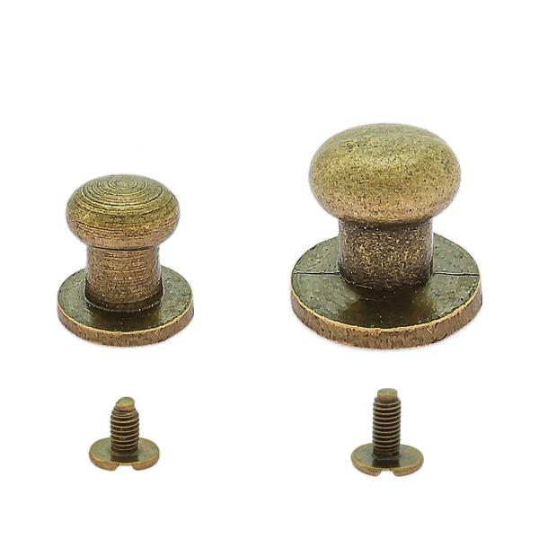 Screwback Button Stud ø 6 - 8 mm, Antique Brass | Pet Hardware®