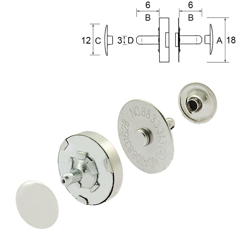 Double Rivet Magnetic Snaps, Nickel Plated