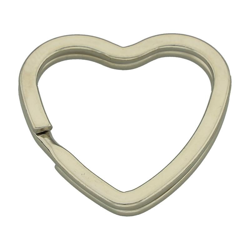  Lot of 10 Big Heart Shaped Steel Split Rings Keyring