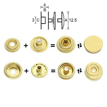 12.5mm Snap Fasteners 4 Parts Brass Double Sided Press Studs 