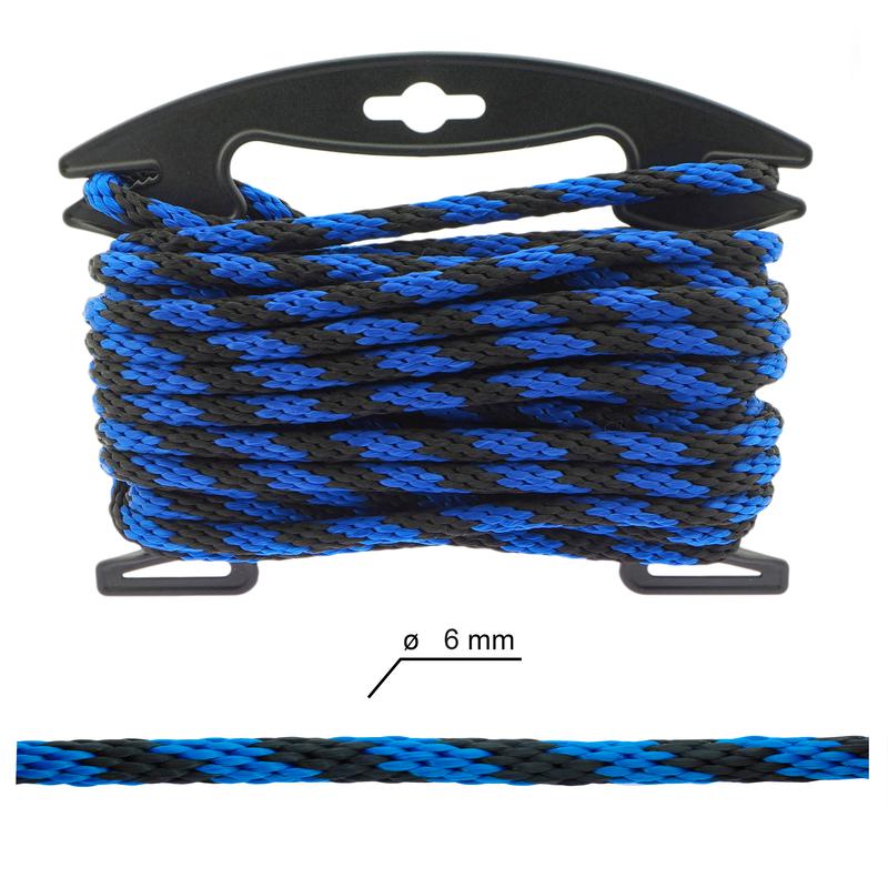 PP Multifilament Solid Braided Rope - Blue / Black, ø 6 - 16 mm