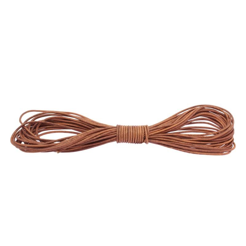 Cordón para colgante, Cuero redondo marrón 2 mm, con cierre mosqueton y  cadena - SeComoComprar