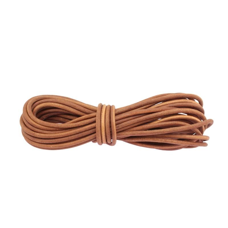 Cordón de cuero color marrón envejecido redondo, 2 mm Esnado 