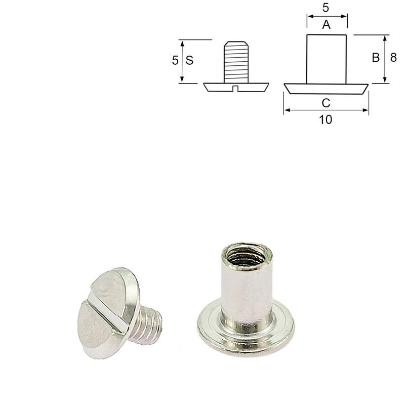 5mmx18mm Binding Chicago Screw Post Nut Docking Rivet Silver Tone 15pcs