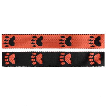 Weave Webbing - Orange / Black / Paws, wide 15 - 20 mm