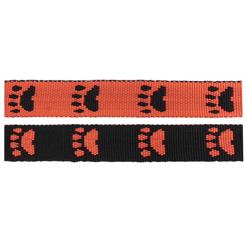 Weave Webbing - Orange / Black / Paws, wide 15 - 20 mm