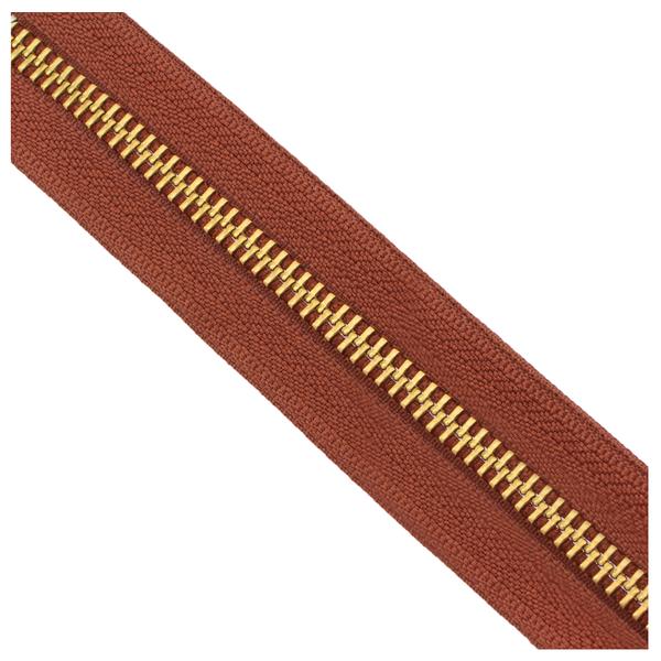 Metal YKK zipper one-way – Gold/Brown ribbon
